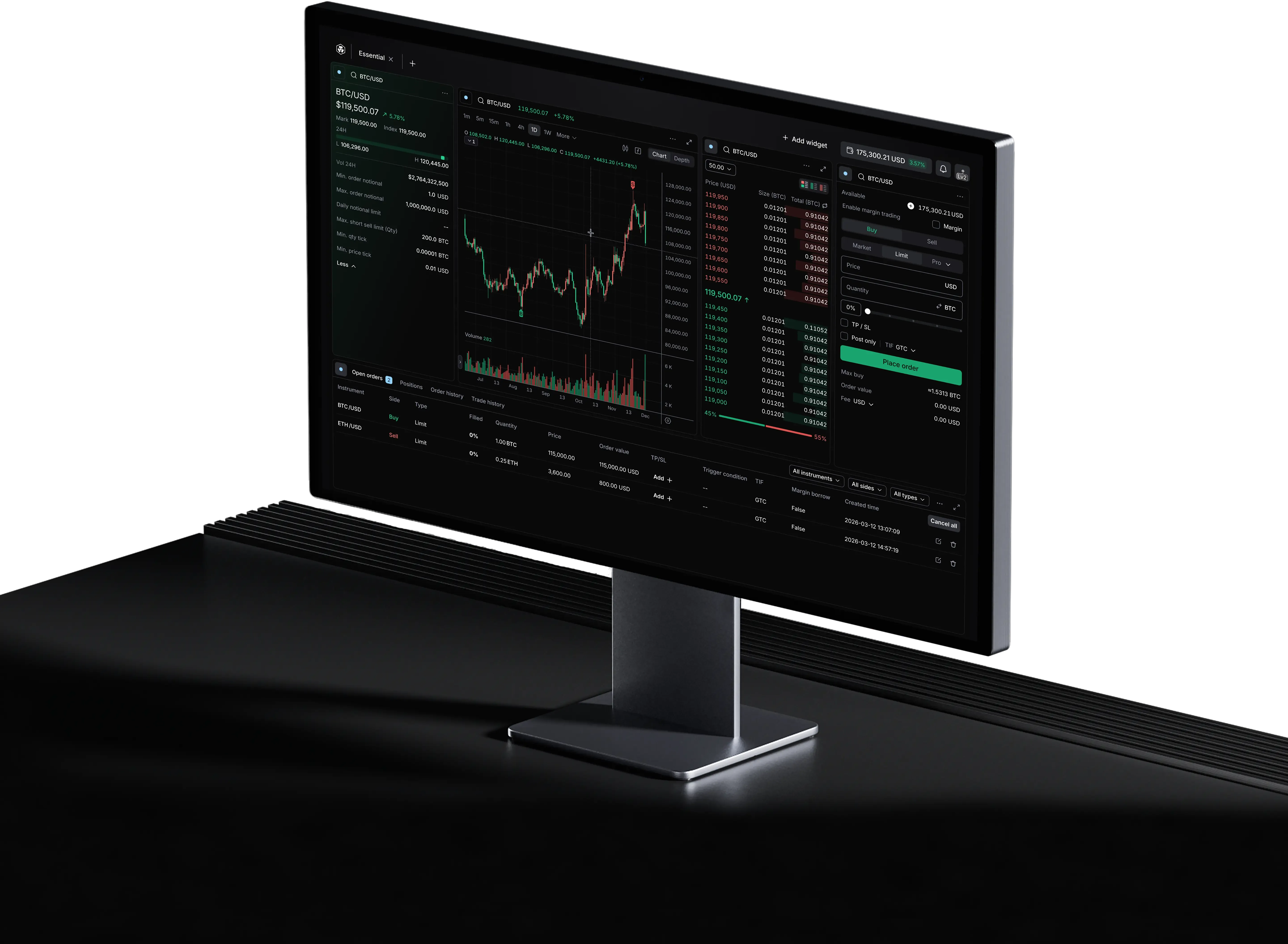 Crypto.com Exchange trading dashboard