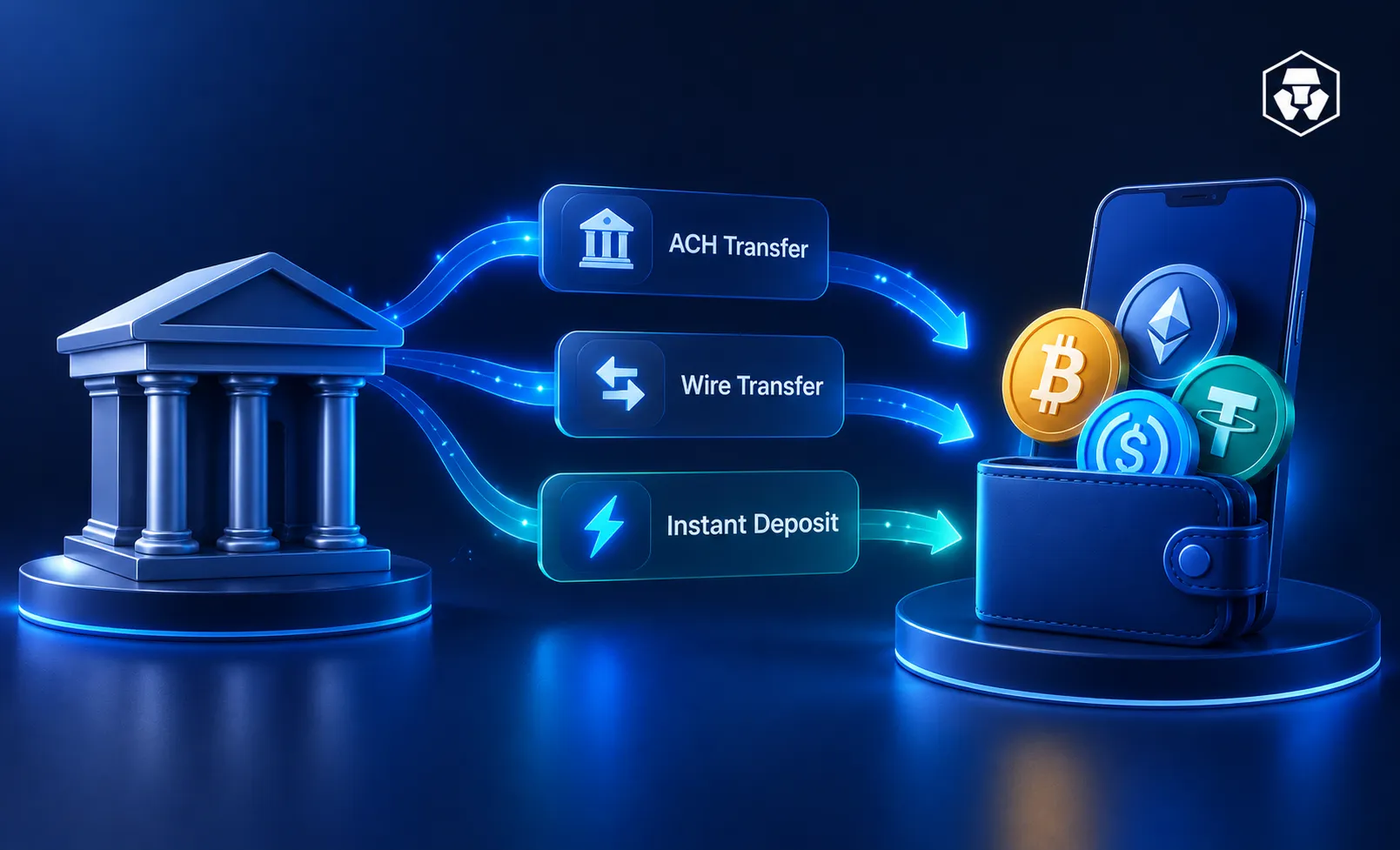How to buy crypto with a bank account ACH vs wire vs Instant Deposit