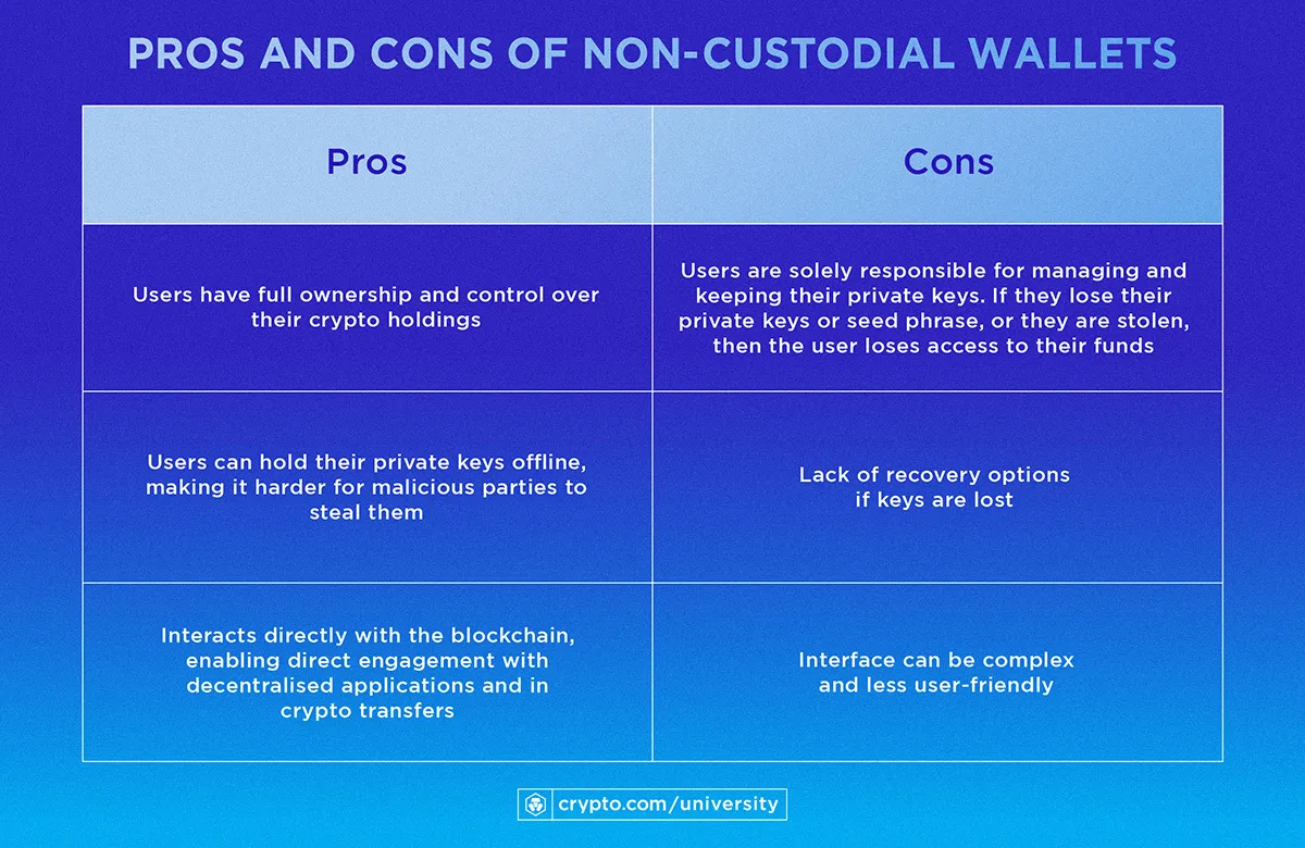 pros and cons of non custodial wallets