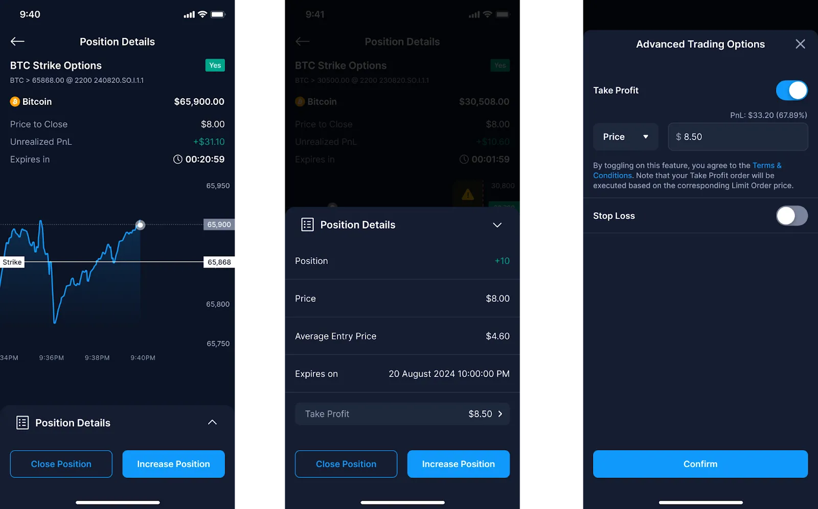 setting up stop loss take profit order for strike options step 2
