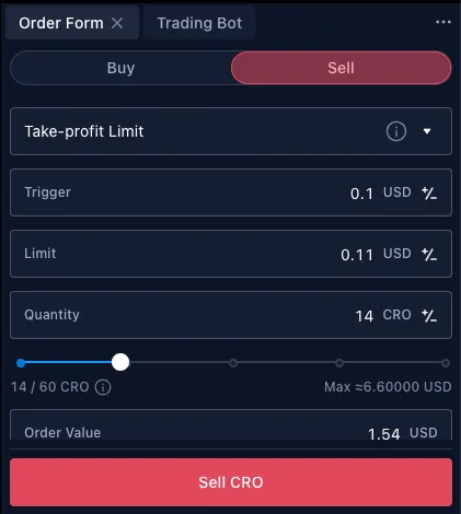 take profit order step 1