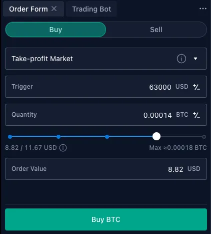 take profit order step 2